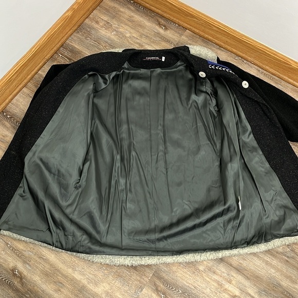 Canvasbacks Lutton & Horsfield Long Sherpa Wool Womens L Coat Jacket Black Gray - Picture 14 of 16